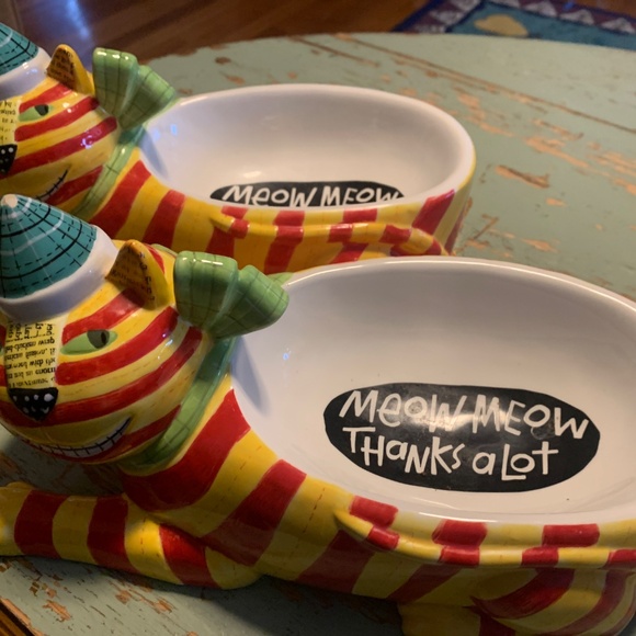 2 Silverstein Nancy Wolff Ceramic Cat Bowl Abstract Whimsical Bowl Dish - Picture 6 of 8